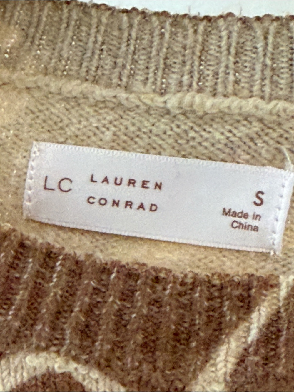 LC Lauren Conrad Brown and Cream Bow Sweater Top NWT- Size Small - Picture 3 of 5